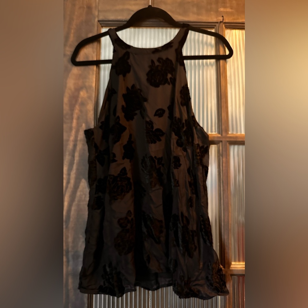 Torrid Black top with Velvet floral pattern